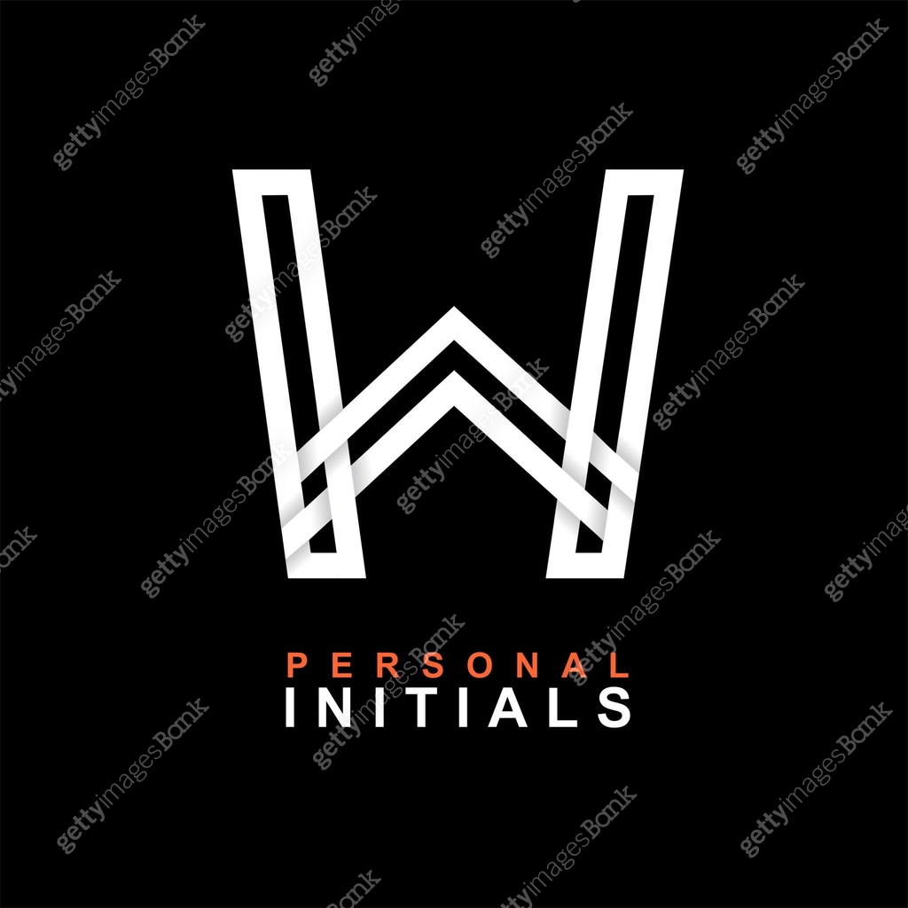 Capital letter W. Created from interwoven white stripes with shadows on ...