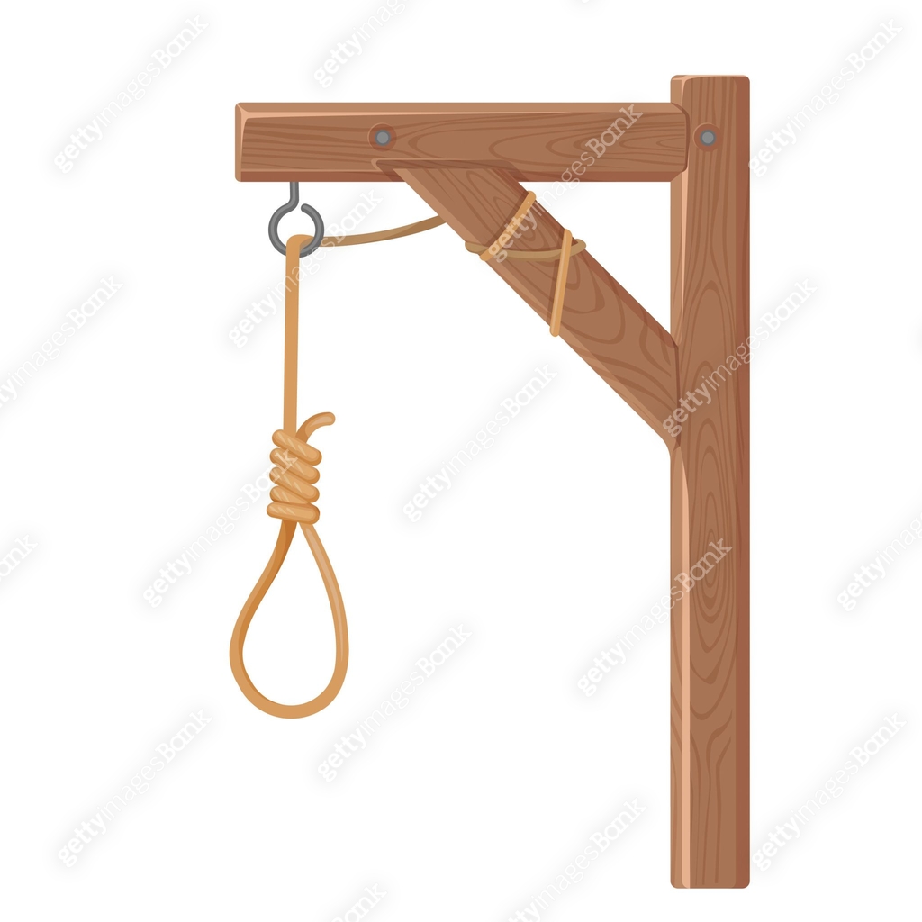 Gallows with rope and noose. Execution, death and justice symbol ...