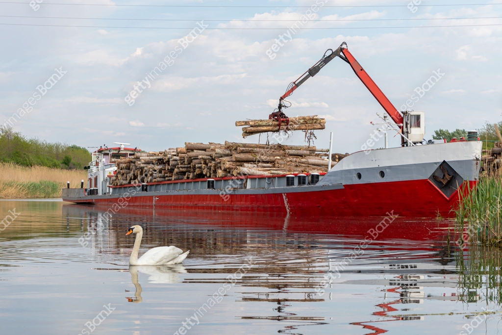 Destroyed Log Raft Destruction of nature unloading timber logs from a ship 이미지 (1222618545 ...