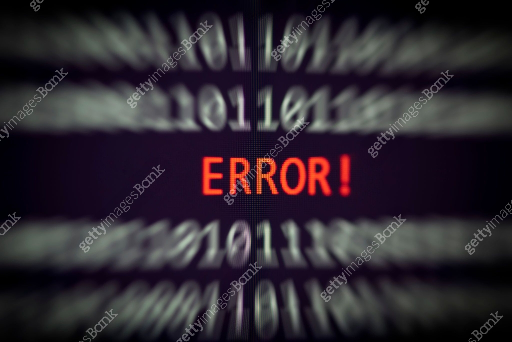 Error message on display screen technology binary code number data ...