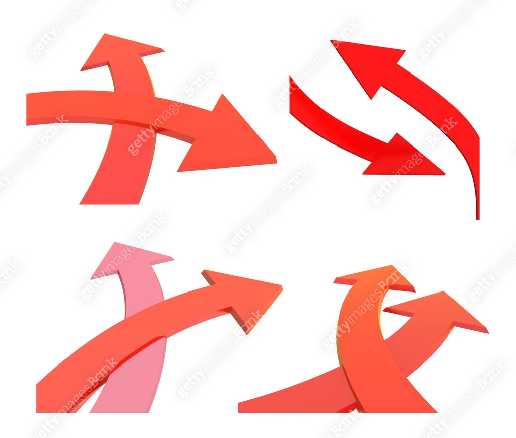 Two bound arrows specifying different directions 이미지 (1223241910) 일러스트 ...