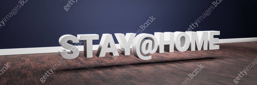 Banner image - Stay at home: A white textblock