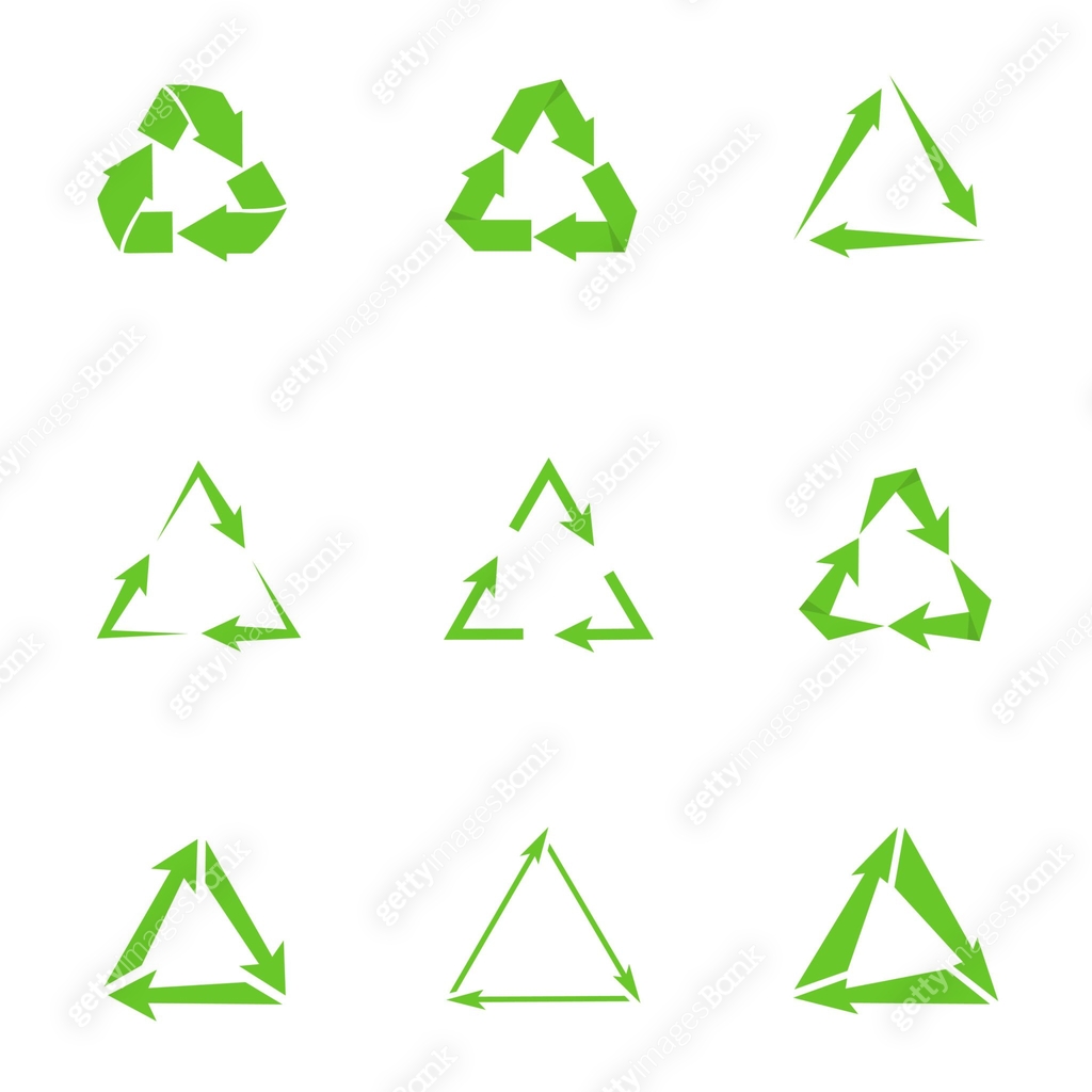Green recycle triangle symbols 이미지 (1223154928) - 게티이미지뱅크