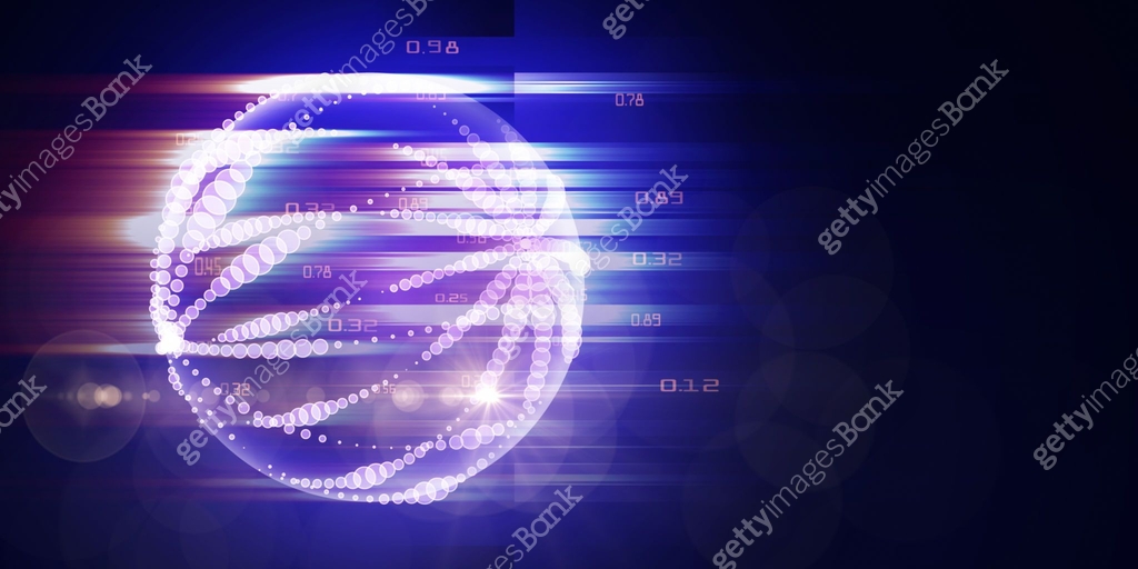 Abstract concept of analysis spherical array data. Quantum computing ...