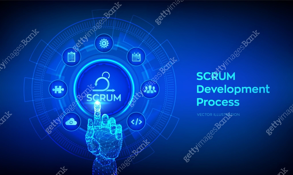 Sceum Programming SCRUM. Agile development methodology process. Iterative sprint ...