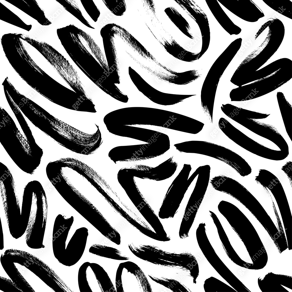 Wavy and swirled brush strokes seamless pattern. Vector brushstrokes ...