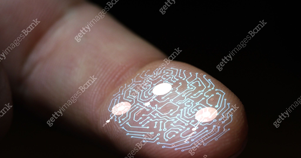 Handprint leaning on control glass for biometric scan 이미지 (1223193666 ...