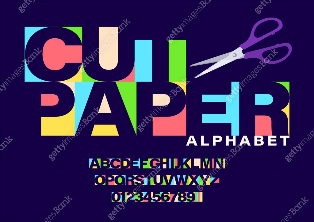 Cut Lettering Paper Set of colorful paper cut letters and numbers. Letters cut out of paper ...