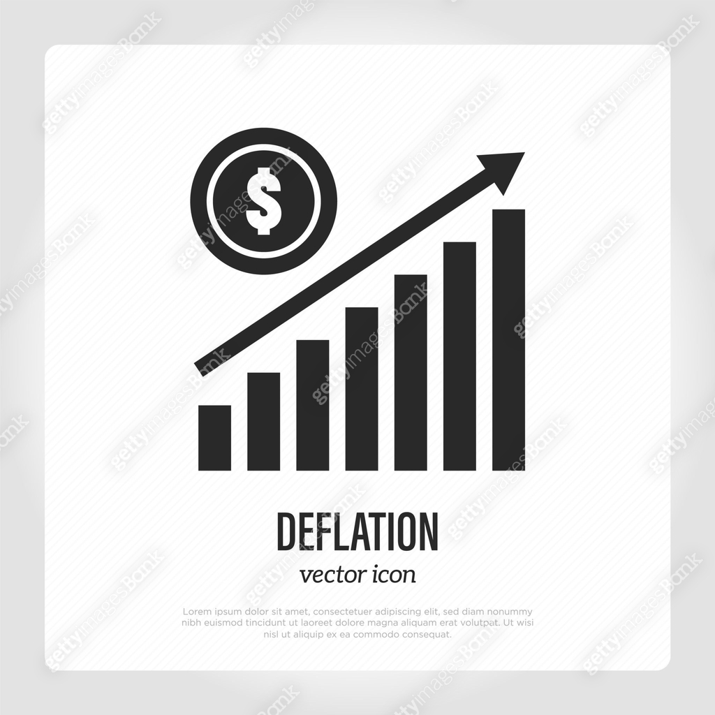 Dollar deflation, chart of cost increasing. Financial growth. Thin line ...