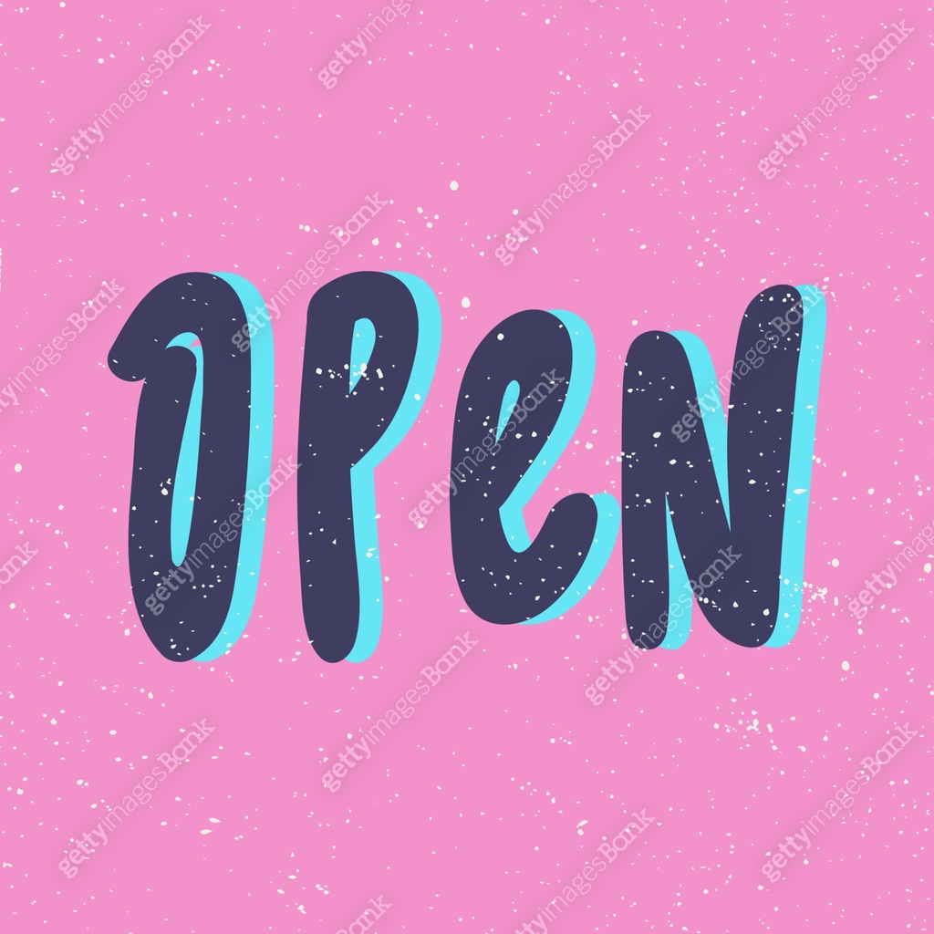 Open. Sticker for social media content. Vector hand drawn illustration ...