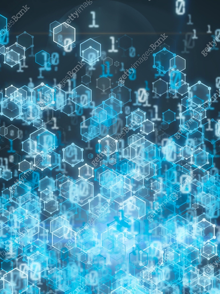 Pattern of big data. Led light text from 0 to 1 number. Technology ...