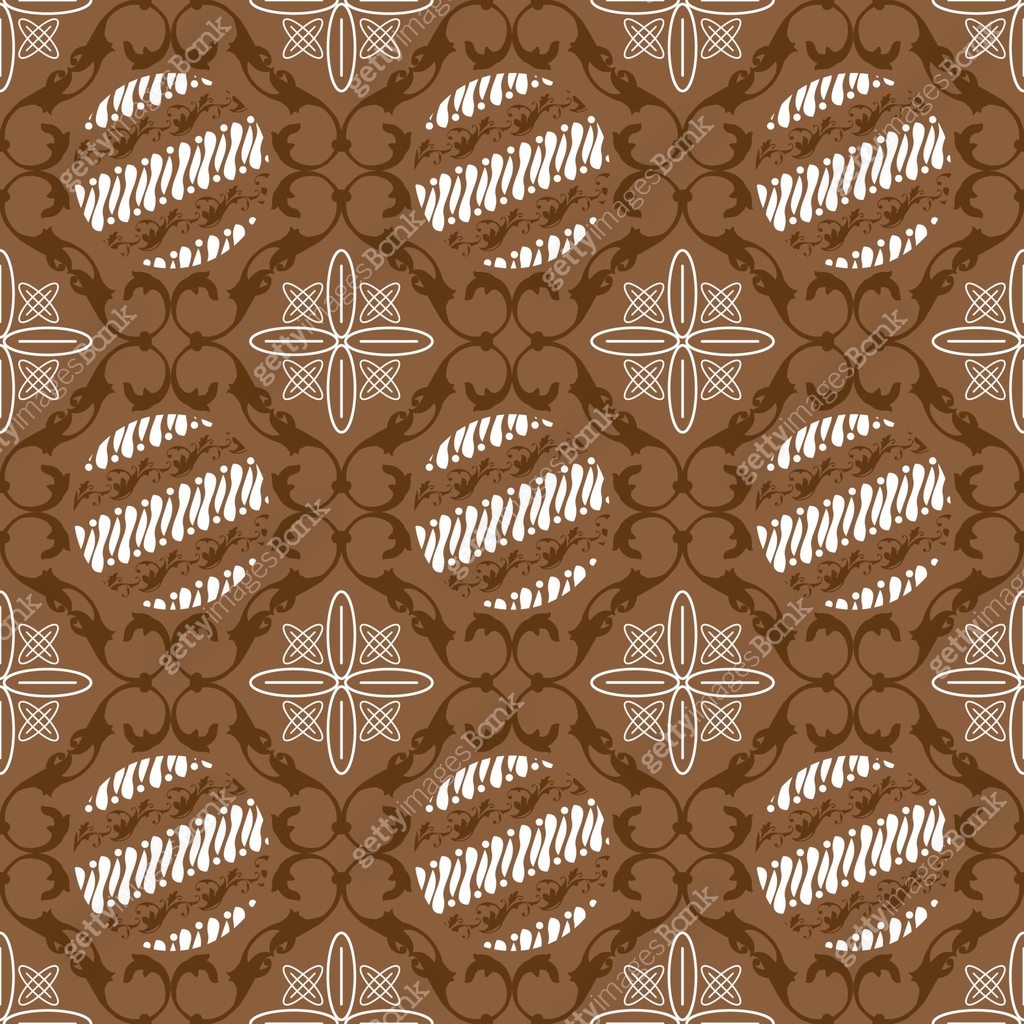 Modern circle motifs on Central Java batik with simple dark brown color ...