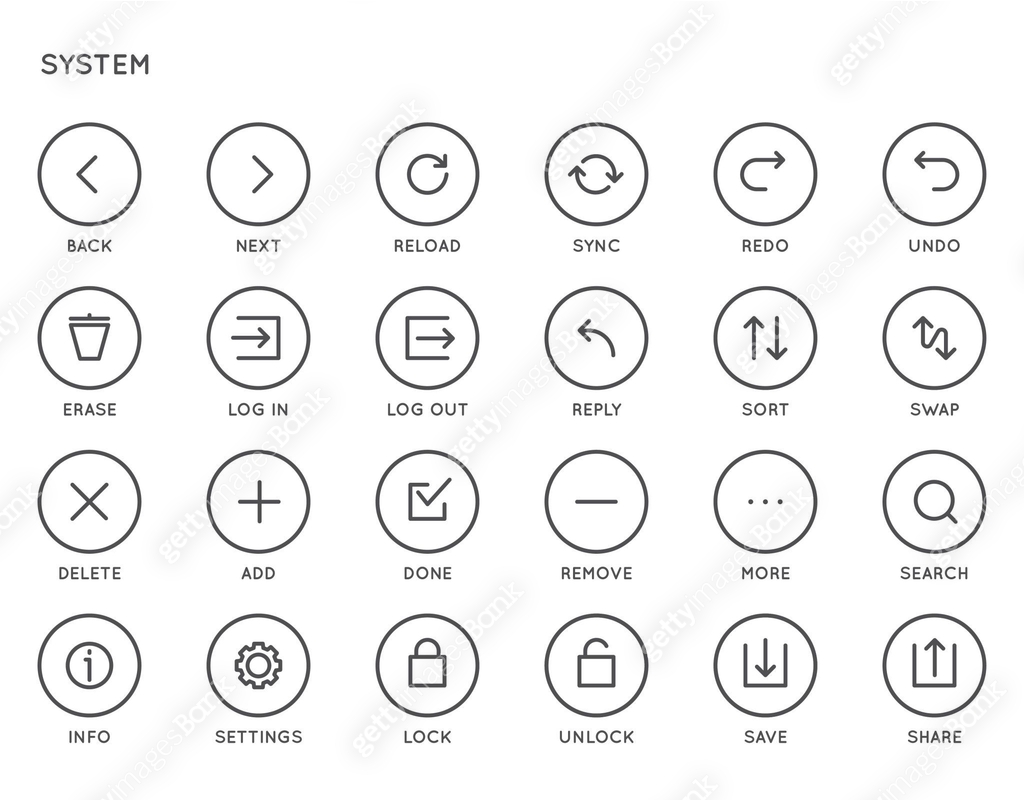System User Interface (UI) Vector Icon Set. High Quality Minimal Lined ...