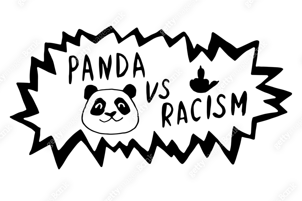 Panda vs racism - vector lettering doodle handwritten on theme of ...