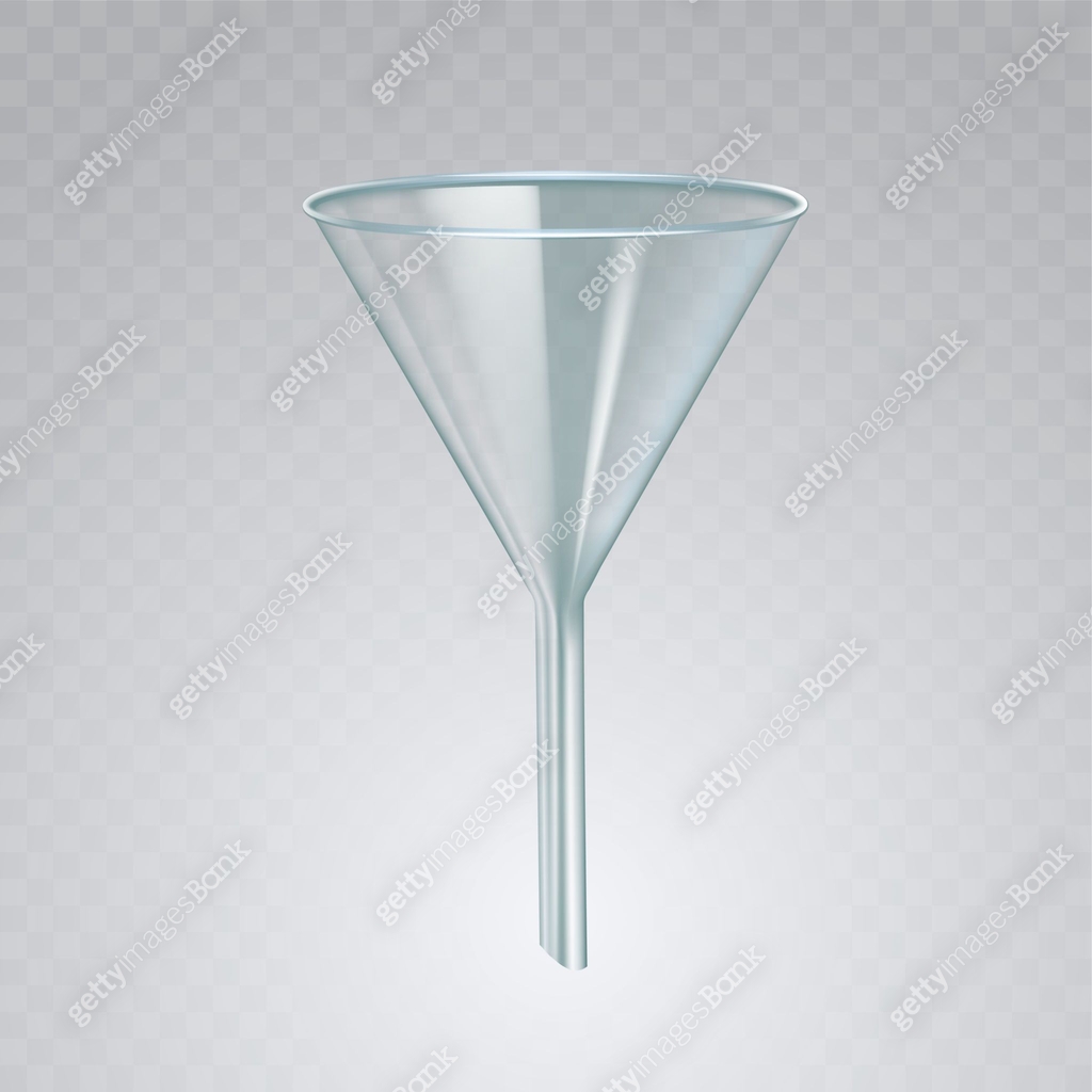 Relistic glass funnet isolated on transparent background. Medical ...