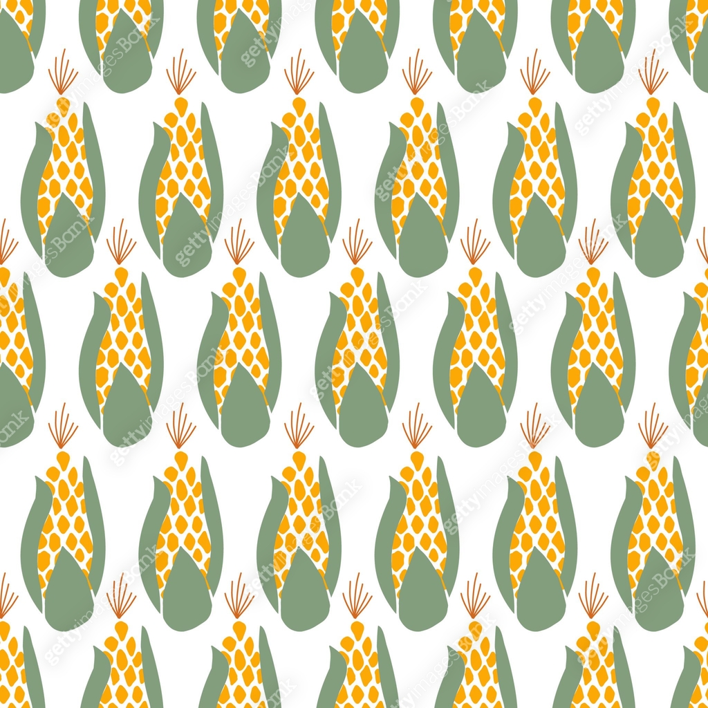 Corn seamless vector background. Maize repeating pattern. Autumn, fall ...
