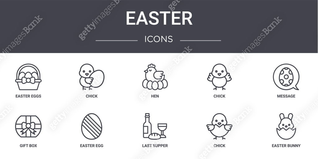 easter concept line icons set. contains icons usable for web, logo, ui ...