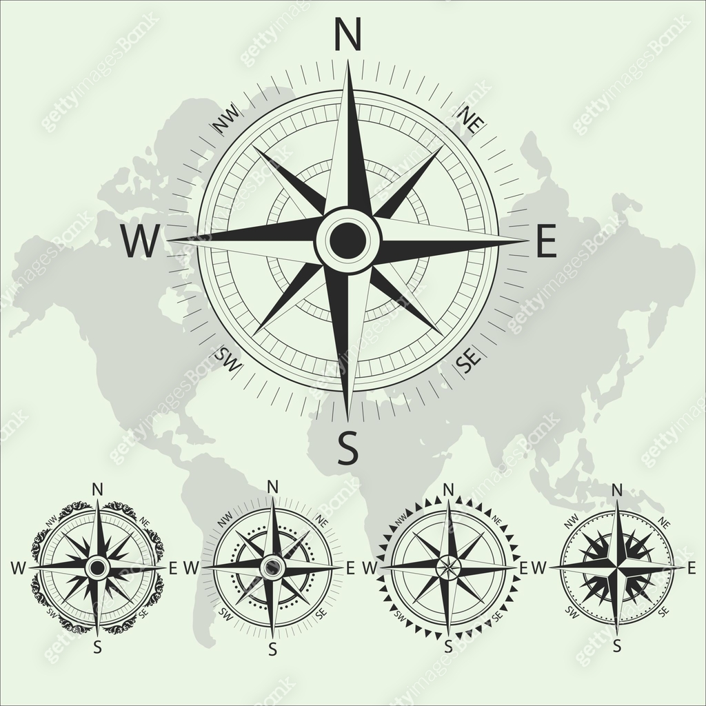 Retro nautical compass. Retro design vector collection. Sea navigation ...