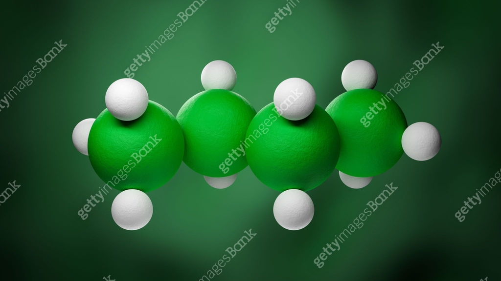 Model of a butane molecule of the family of the single bonded ...