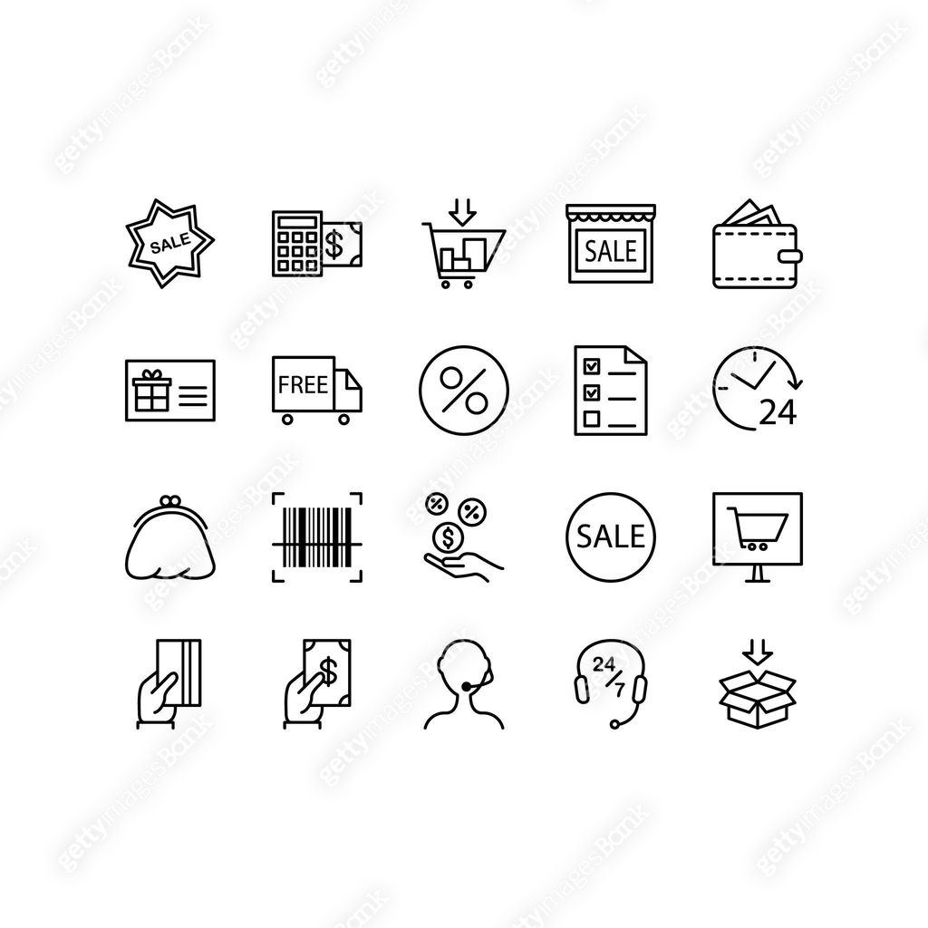 Discount icon set. Included icons as sale, badge, coupon, cash back ...