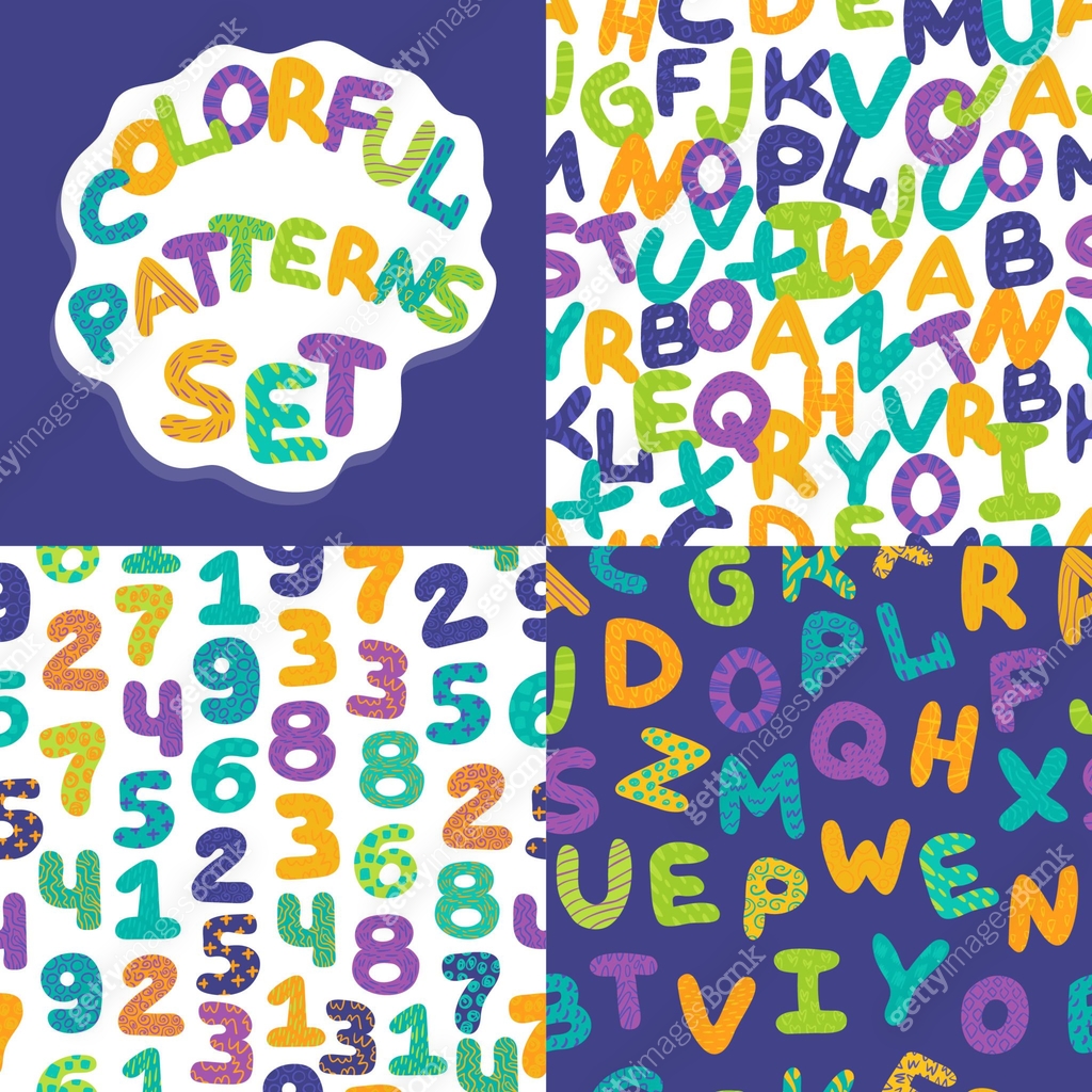 letters and numbers patterns set 이미지 (1264486896) 일러스트, 무료 일러스트 - 게티이미지뱅크