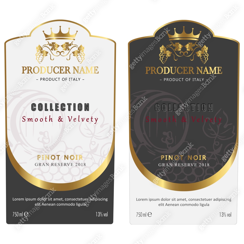 Premium Quality Red and White Wine Labels Set 이미지 (1272084819) 일러스트, 무료 ...