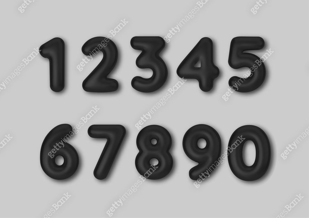 Realistic Numbers Realistic 3d font color black numbers. Number in the form of metal ...