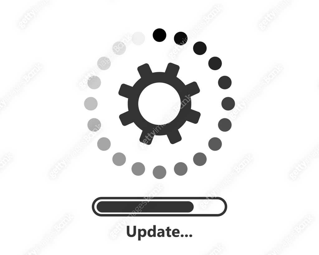 System update icon with a status bar. New software installation symbol ...