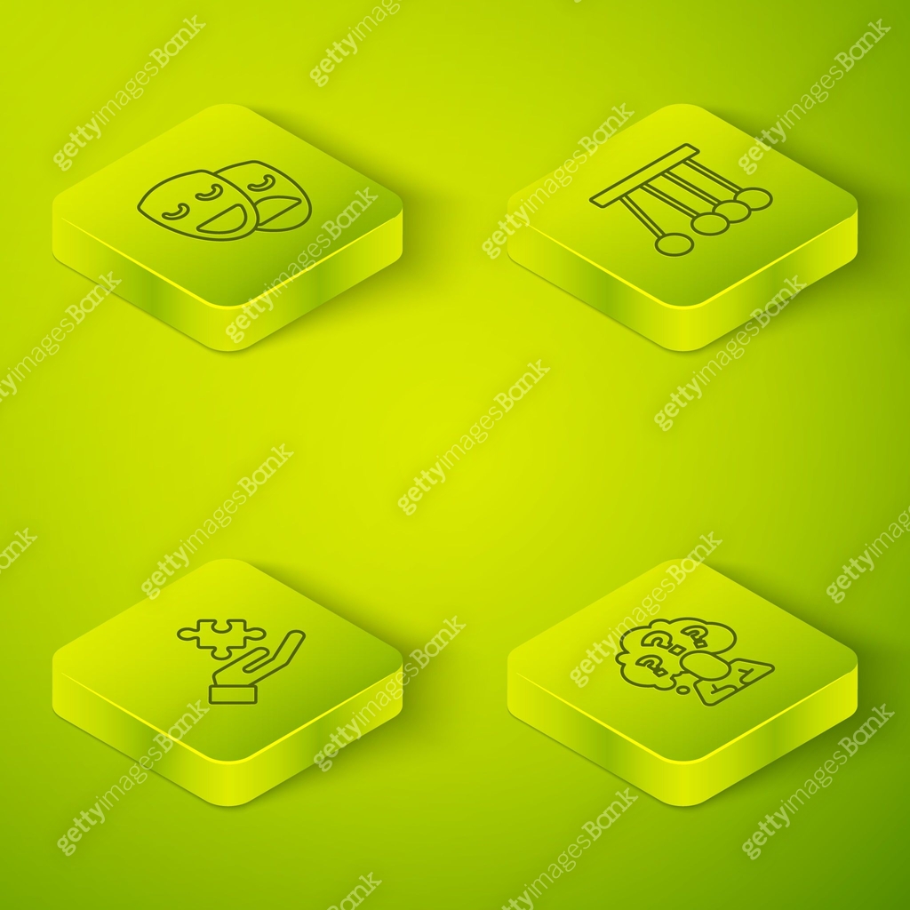 Problem/question Mask Set Isometric Pendulum, Solution to the problem, Head with question ...