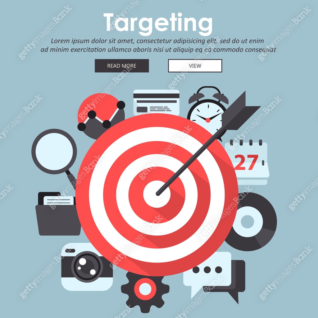 Targetting Setting Goal Setting vector concept. Flat illustration of targeting and ...