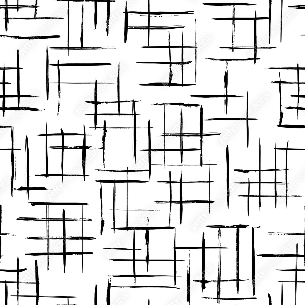 Vector seamless pattern. Irregular abstract grid. Linear hand drawn ...