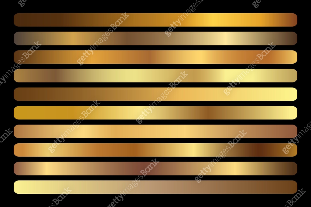 Gold Gradient vector set. Shiny, elegant golden, bronze, copper ...