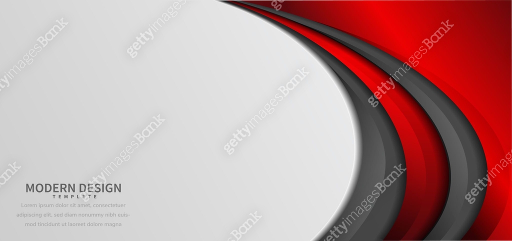 Abstract modern red and grey gradient curved on white background with ...