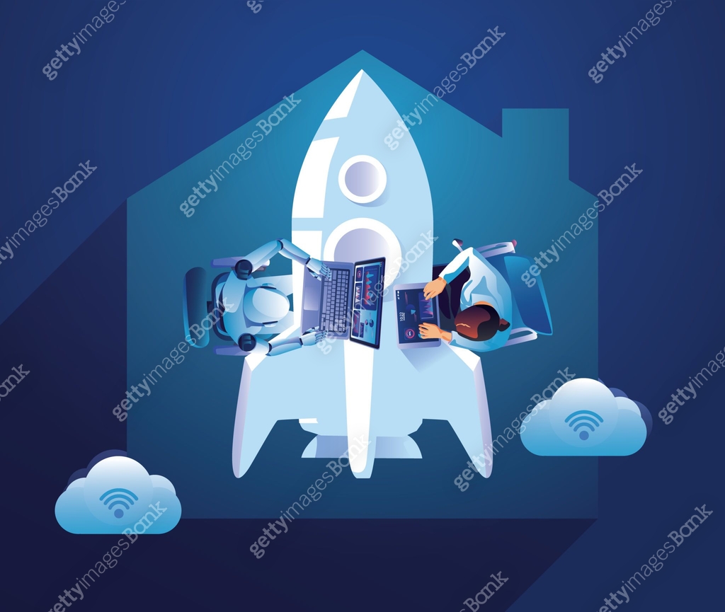 Business Startup launching product with rocket concept. Template and ...