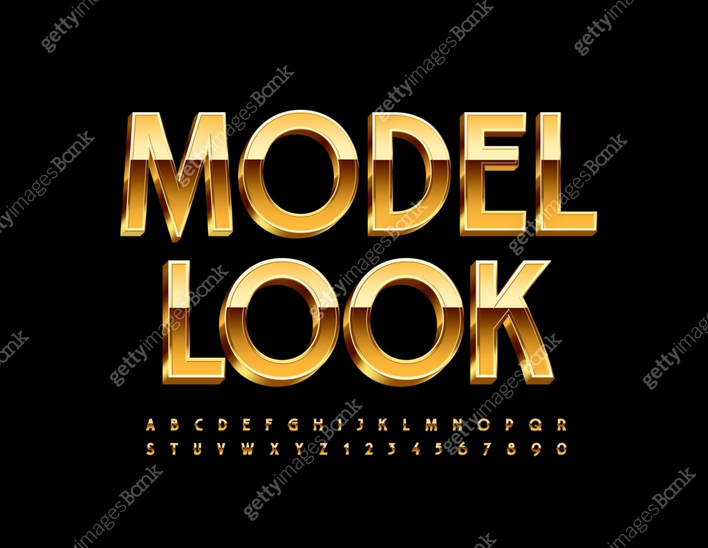Vector fashion template Model Look. Elegant Gold Alphabet Letters and ...