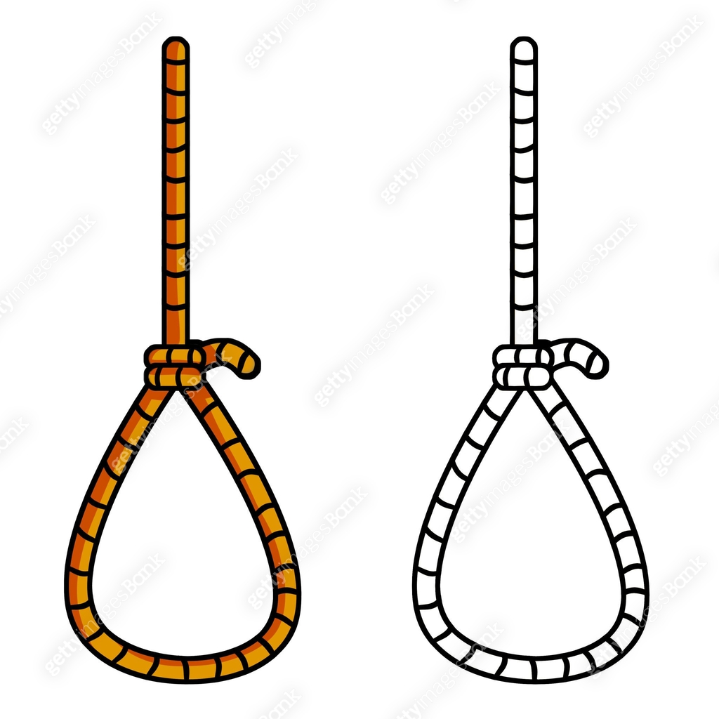 Gallows. Rope with loop. Set of Old Brown object. Medieval justice ...