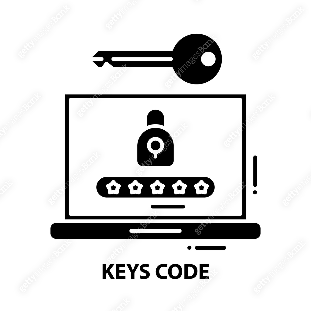 keys code icon, black vector sign with editable strokes, concept ...