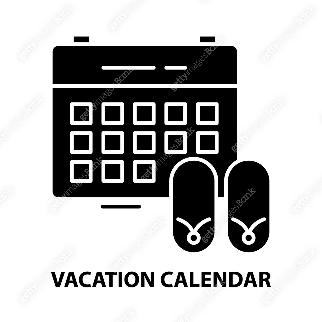 Vacation Calendar Icon Black Vector Sign With Editable Strokes Vacation Calendar Icon Black Vector Sign With Editable Strokes