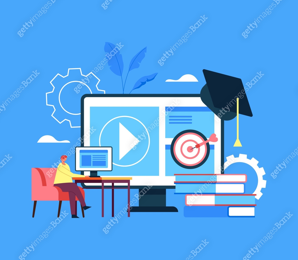 Home web online learning tutorial class education concept. Vector flat ...