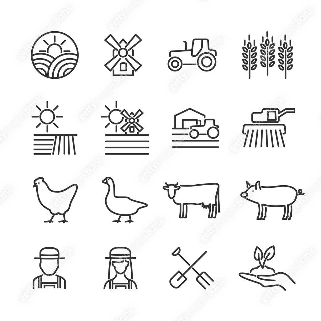 Vector image set of agriculture and farm line icons. 이미지 (1304328067 ...