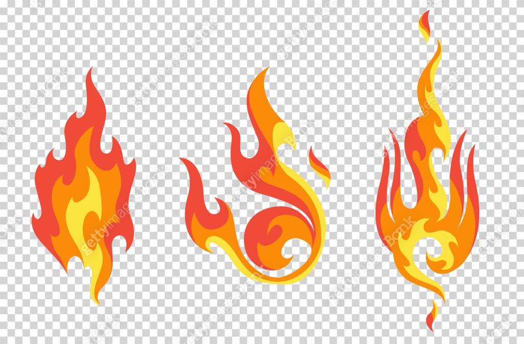 Set of red and orange fire flame. Flames of different shapes. Fireball ...