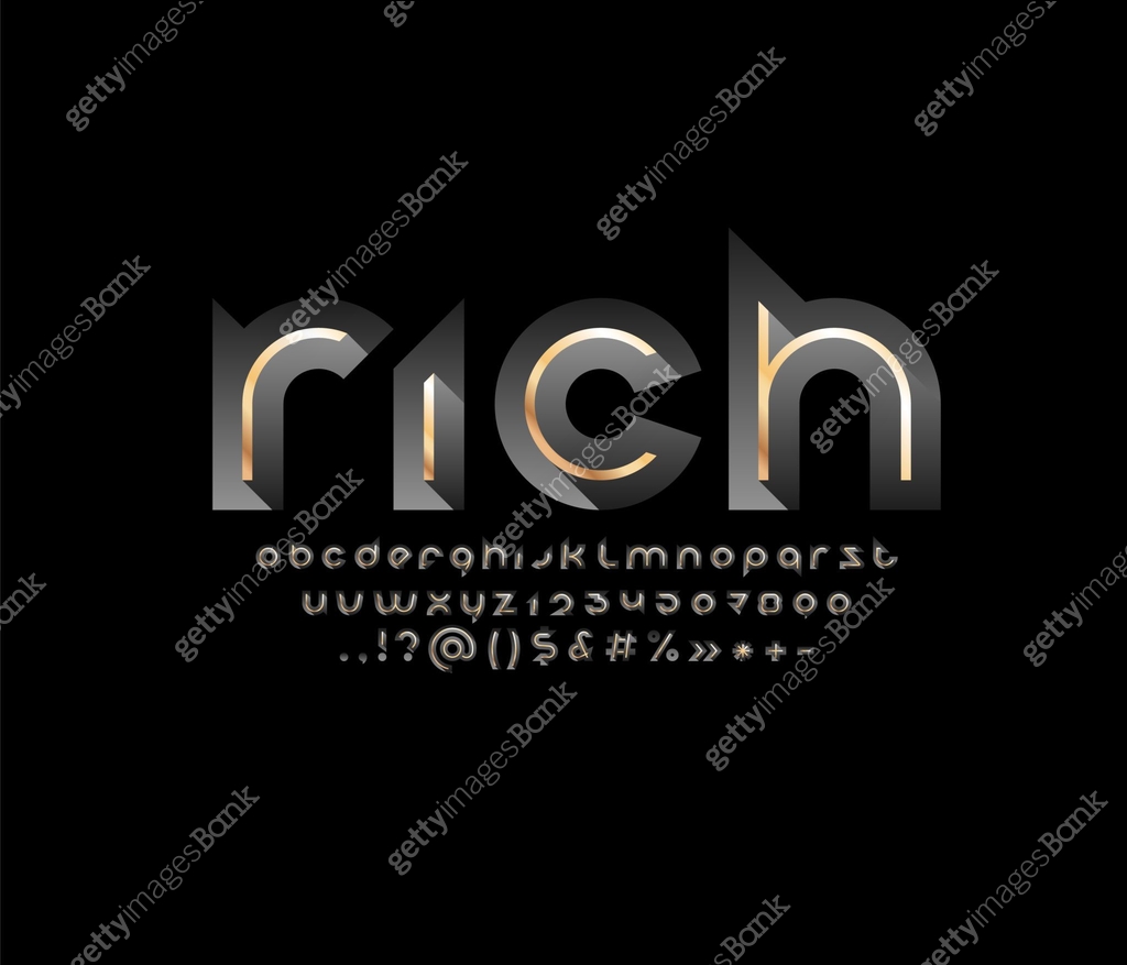 Trendy rich font, rounded modern alphabet, letters and numbers with ...