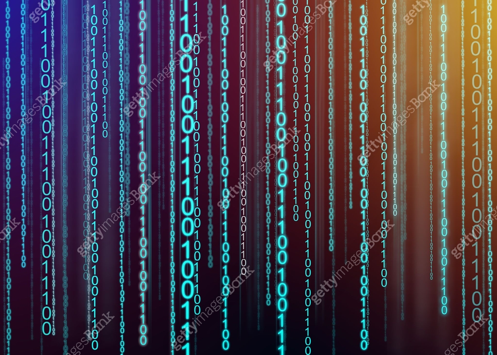 Stream of binary matrix code on the screen. numbers of the computer ...