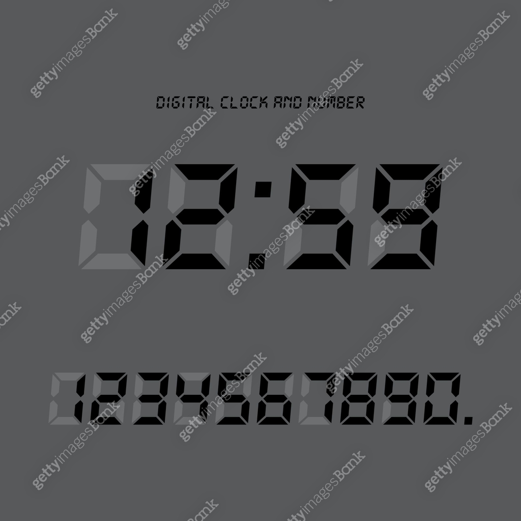 Digital clock & number set, Electronic figures. 이미지 (1305336487) - 게티이미지뱅크
