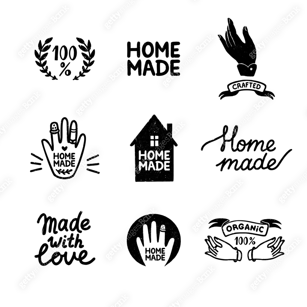 Homemade stamp logos set - vintage icons in stamp style, home made ...