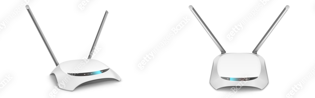 Wifi router front and side view isolated mockup 이미지 (1305248821) - 게티이미지뱅크