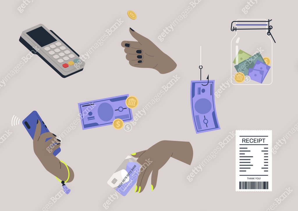 A financial sticker pack, a collection of flat vector images, cash and ...