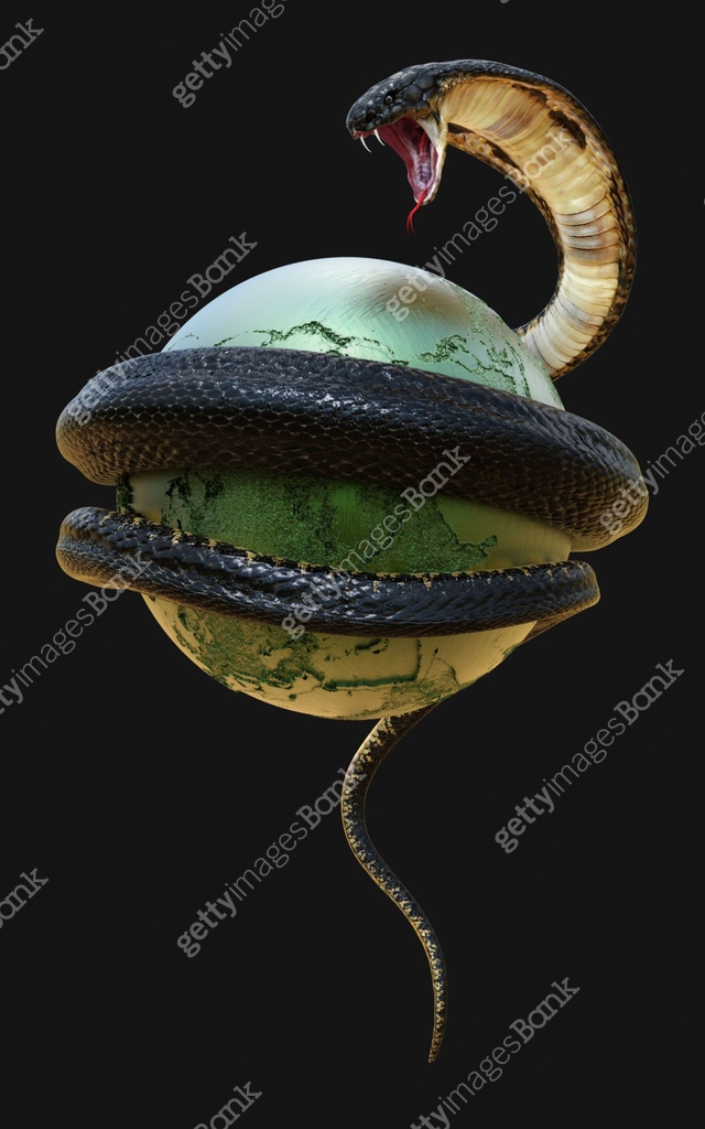 King Cobra Snake Around Planet Earth 이미지 (1307853032) 일러스트, 무료 일러스트 ...