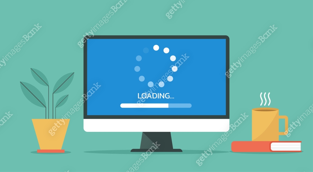 computer loading process concept, system software update and upgrade ...