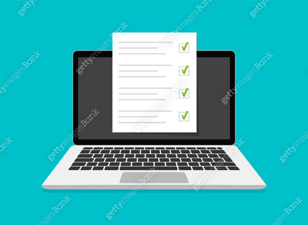 Checklist Free Computer Online exam, checklist and online testing on laptop screen. Online ...